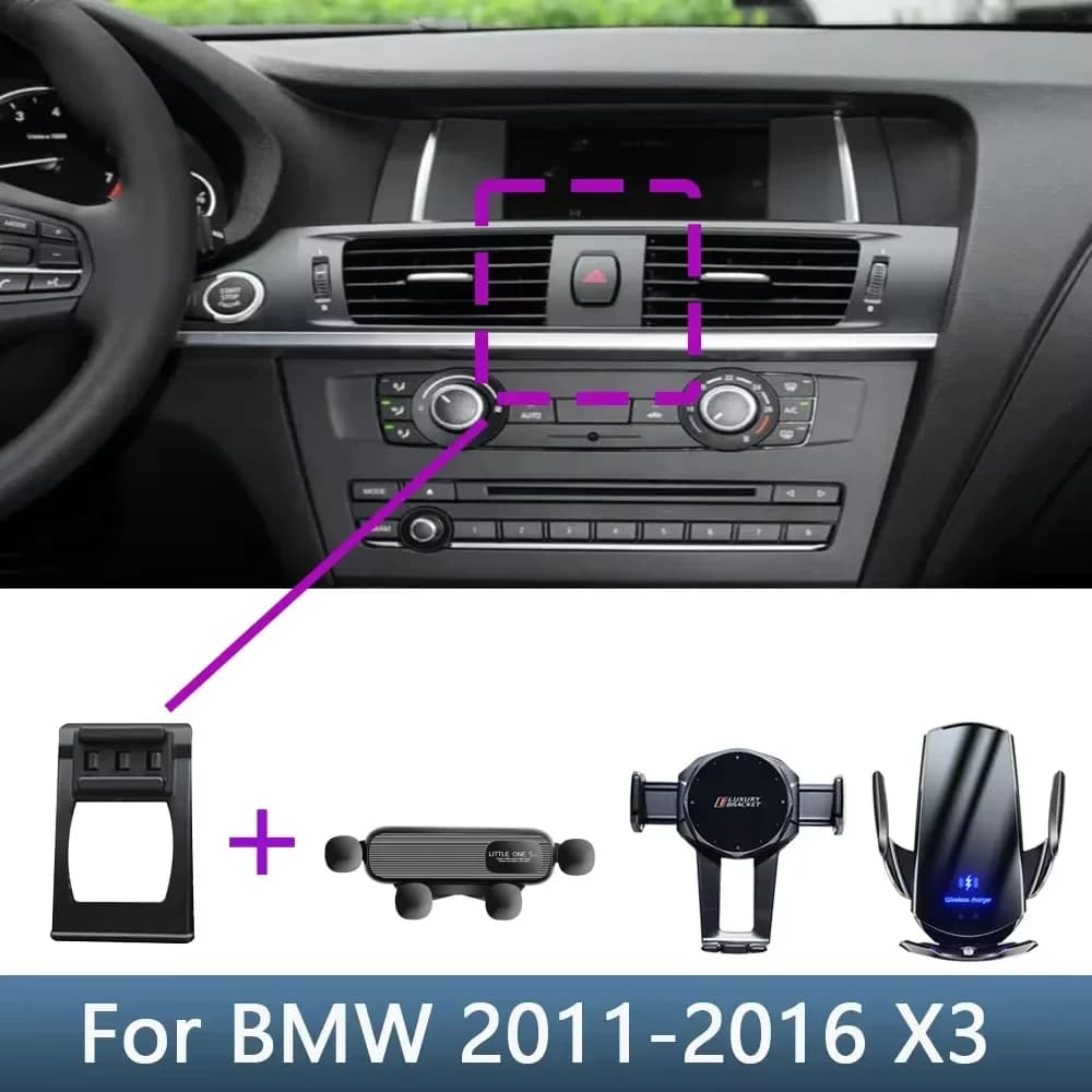 Supporto per Telefono da Auto con Base di Ricarica Wireless per BMW X3 F25 2011-2016, Accessori Interni