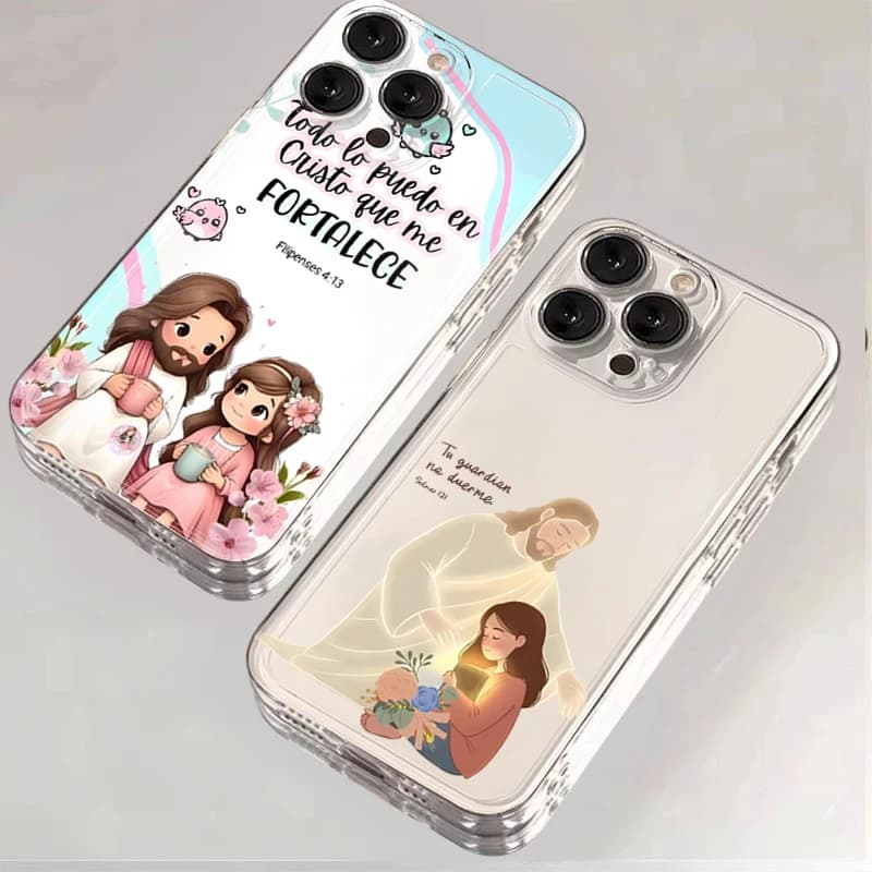 Cartoon Jesus And I Bible Verse Print Phone Case For Xiaomi Redmi Note 14 13 Pro Plus 5G 12S 12 11 12C 13C 14C 4G TPU Coverage