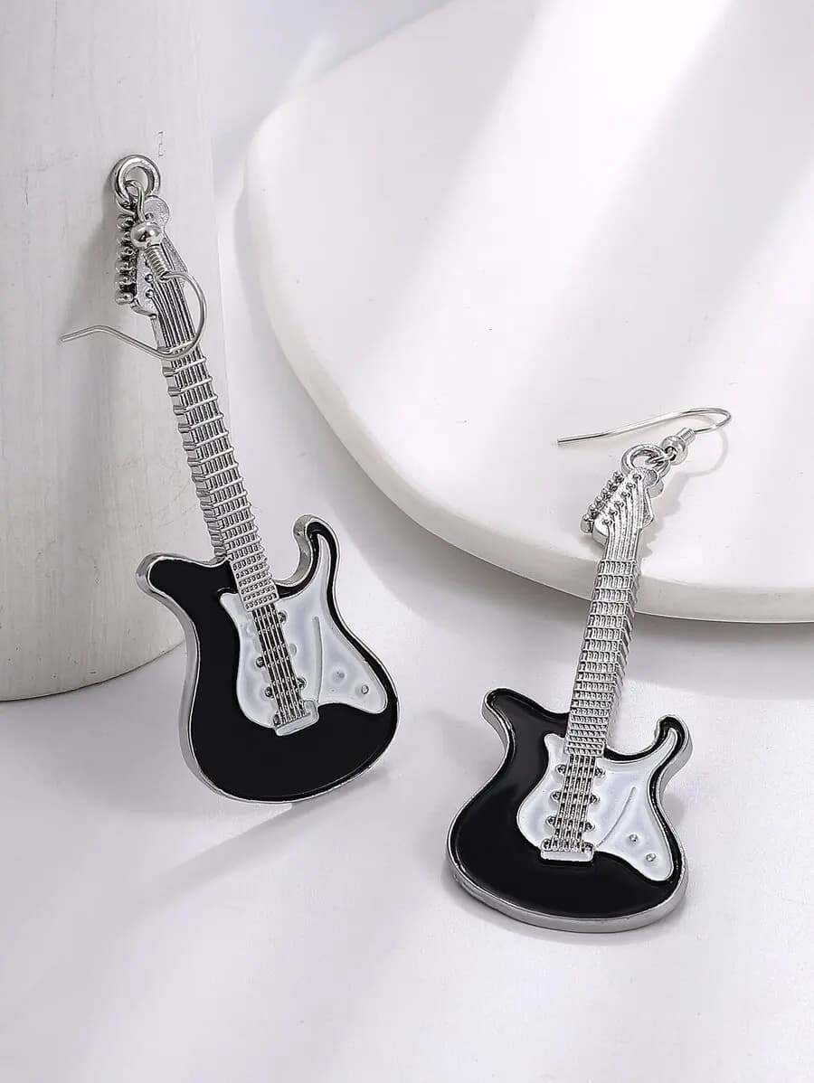 Electric Guitar Shape Drop Earrings For Adults