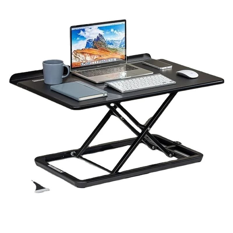 Supporto per Scrivania Regolabile in Altezza Pneumatico, Stand per Monitor a Doppio Strato, Supporto per Laptop Pieghevole, Postazione di Lavoro Mobile per Ufficio