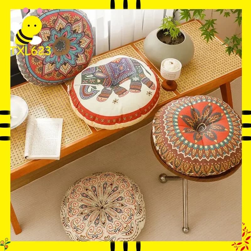 Bohemia Cotton Linen Chair Cushion Geometric Cotton And Hemp Round Chair Cushion Yoga Meditation Floor Mat Sofa Pillow Cushion