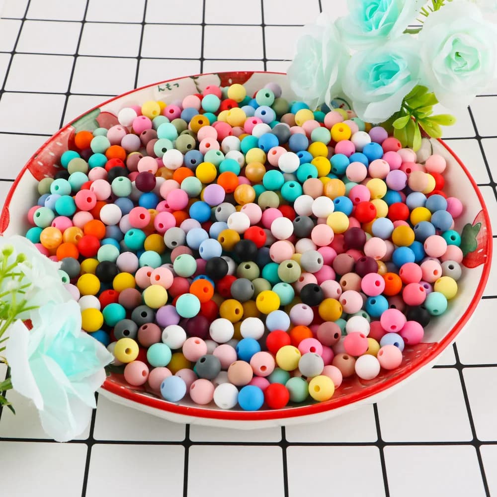 Sunrony 50Pcs/Lot 9MM Silicone Beads Round For Jewelry Making DIY Necklace