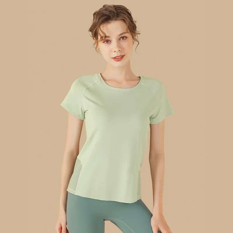 Quick Dry Women Patchwork Mesh Yoga T-Shirts Pilates Fitness Gym Short Sleeve Workout Running Sportswear Breathable Tops