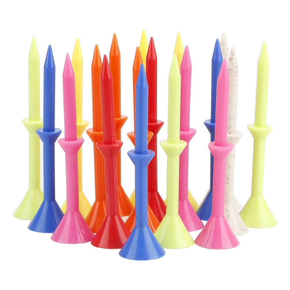 70mm Golf Tees Mixed Colors, 83mm Tee Cup Style with Support Layer, Four-Corner Plastic Golf Tees