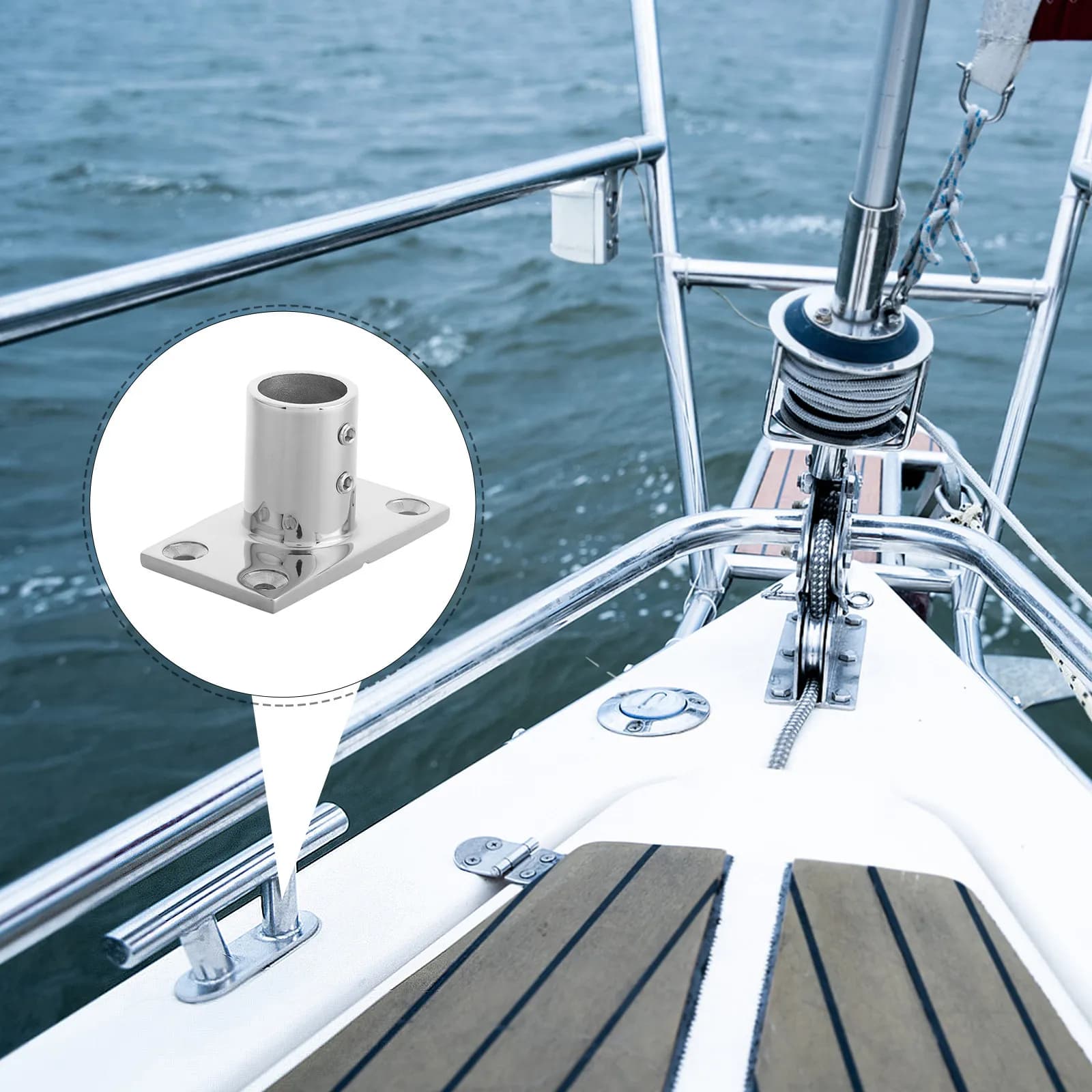 Marine Handrail Base Heavy Duty Stainless Steel Deck Mount Rod Holder Rail Anchor for Boat Yacht Fittings