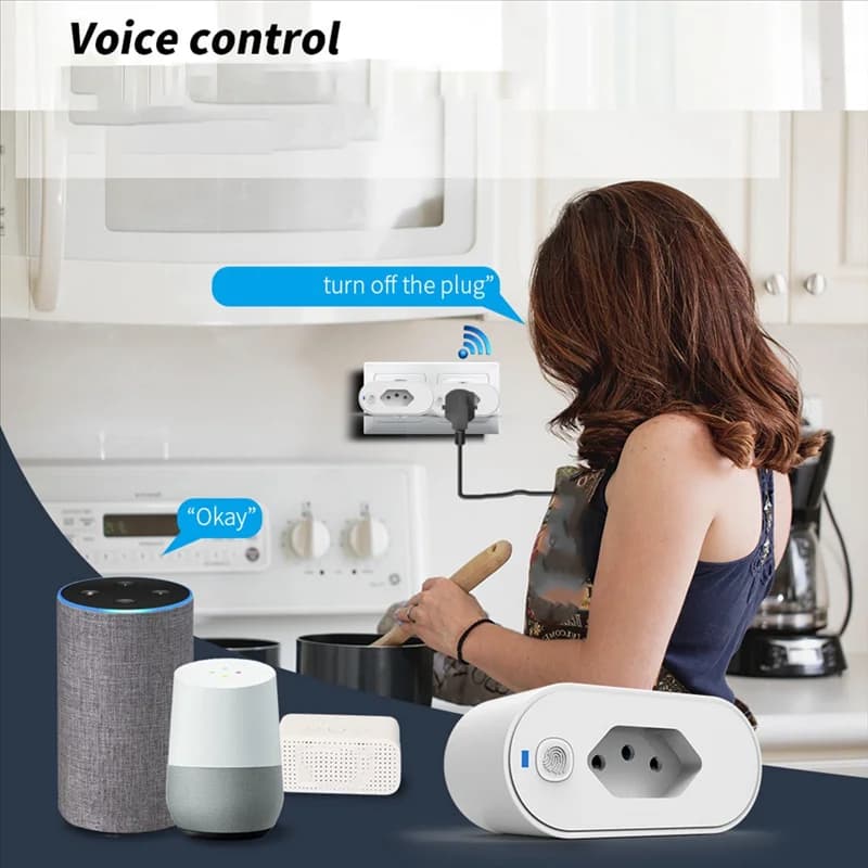 A03F-16A Adapter for plug Tuya Brazil with smart 2.4GHZ WIFI socket, power monitor, grip control, voice for Google Home Alexa