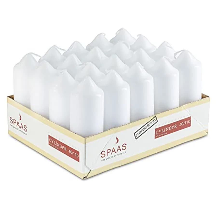 Candele a Colonna Bianche SPAAS - Confezione da 20, 1.5x4 Pollici, Senza Gocciolamento, Non Profumate, per Decorazioni Domestiche, Memoriali, Vigiene, Feste