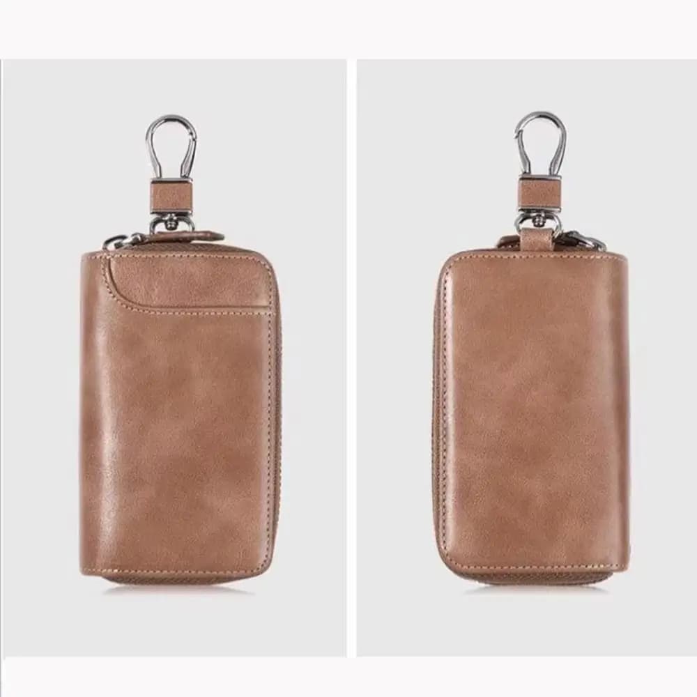 Universal Fit Retro Key Organizer Pouch PU Leather Fashion Car Key Wallet Large Capacity Buckle Key Case Commuting Use