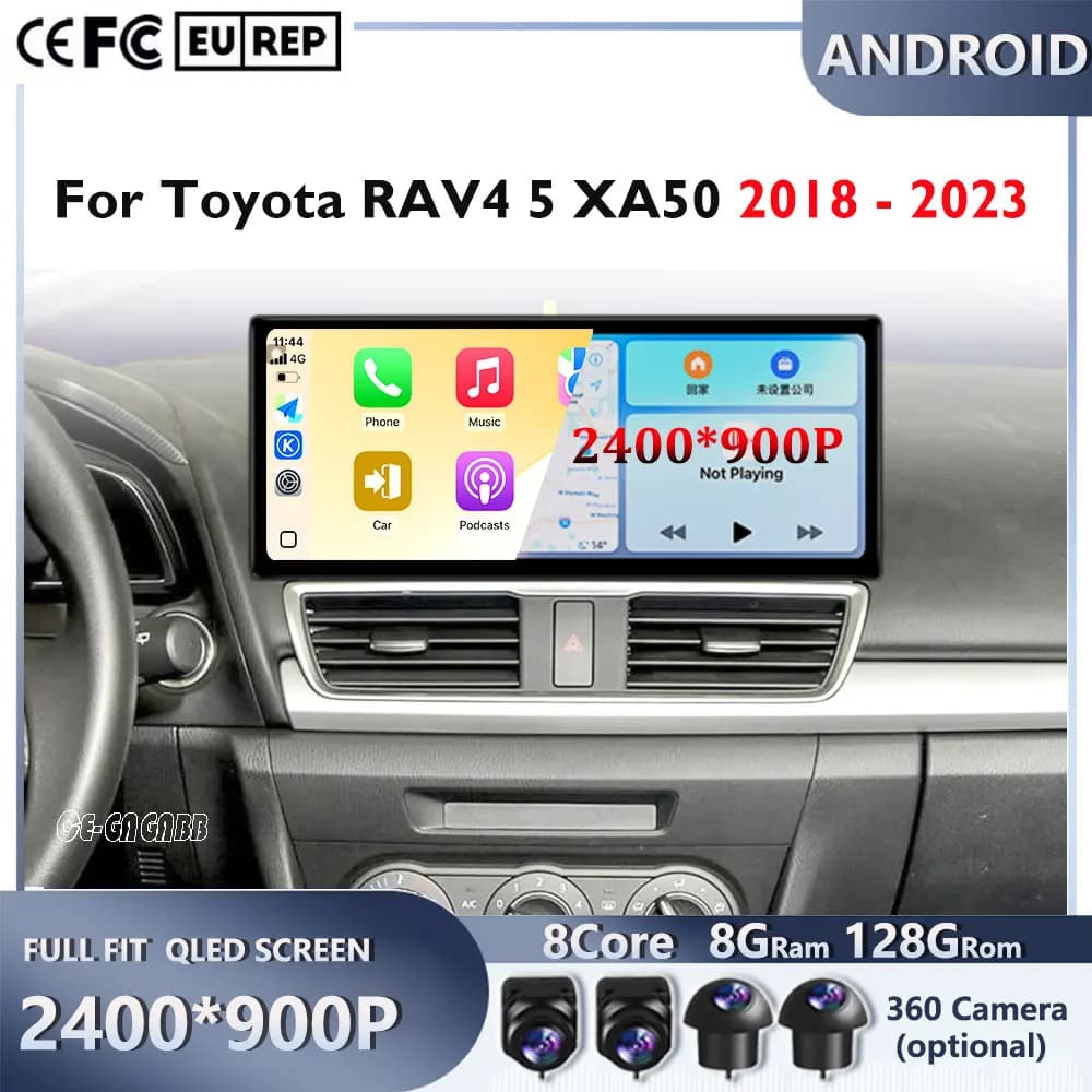 12.3 pollici Per Toyota RAV4 RAV 4 2020-2023 Wireless Carplay Android 15 Auto Radio Lettore Multimediale Per Auto WiFi GPS Bluetooth strumenti