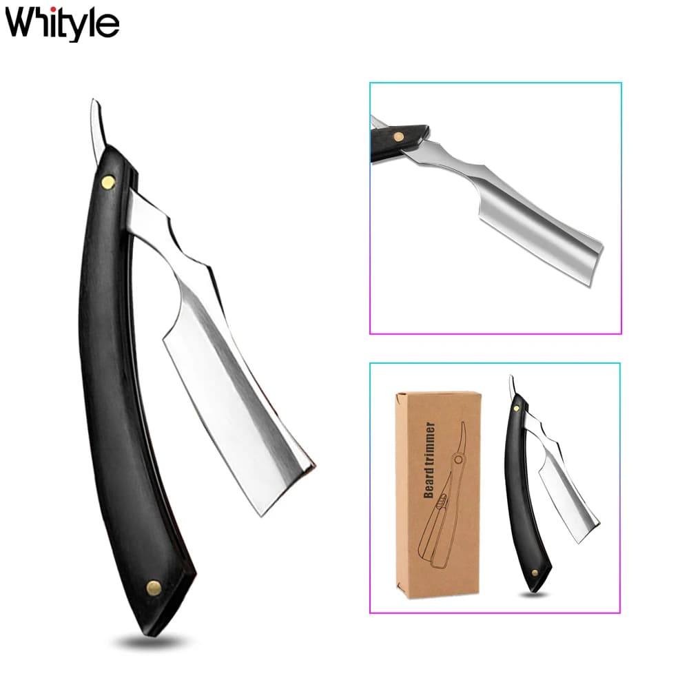 Whityle 08G Professional Advance Stainless Steel Barber Shop Straight Razor Beard Carving Shaving Head Foldable Shaver Knife