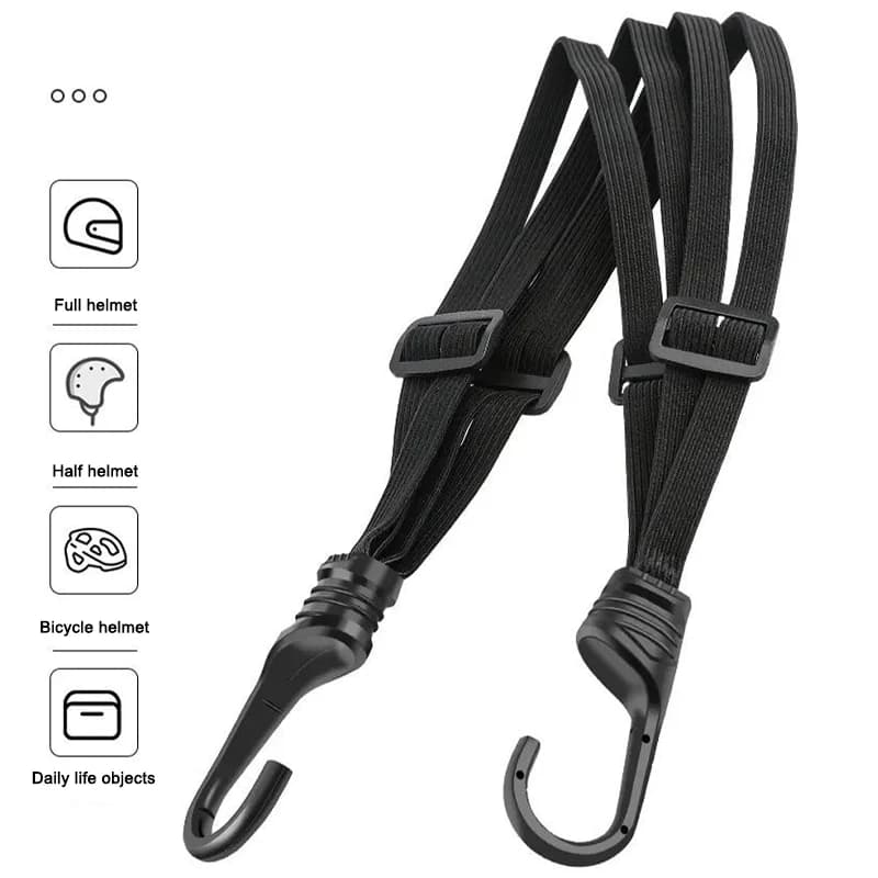 Motorcycle Back Seat Helmet Strips Elastic Rope Motorcycle Helmet Fixed Strap Adjustment Fix Rope Goods Strap 60cm/90cm