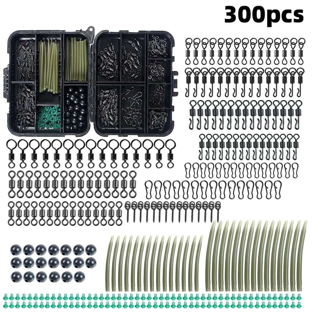 /300pcs /Carp /Fishing Tackle Box Set With Clips Hooks Swivels Snaps Terminal Rigs For Bass Trout Chub Rock Fishing Gear Accesso