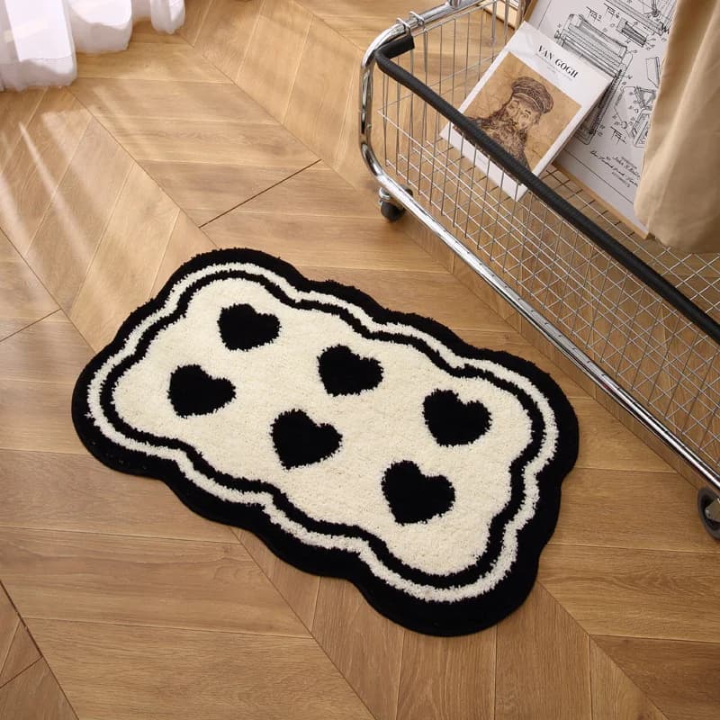VIKAMA Shaped Plush Floor Mat Absorbency Non-Slip Bathroom Floor Mat Soft Bedroom Bedside Blanket Home Decoration