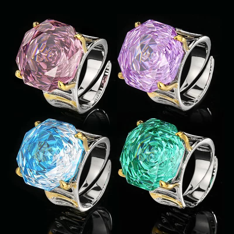 Nuovi gioielli autunno/inverno: Anello vintage di lusso leggero con base in rame placcato oro e gemma taglio millennial quadrata per donna, 18 mm