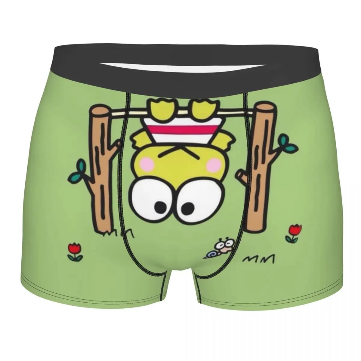 Boxer personalizzati KeroKeroKeroppi con barra orizzontale, slip da uomo, biancheria intima divertente