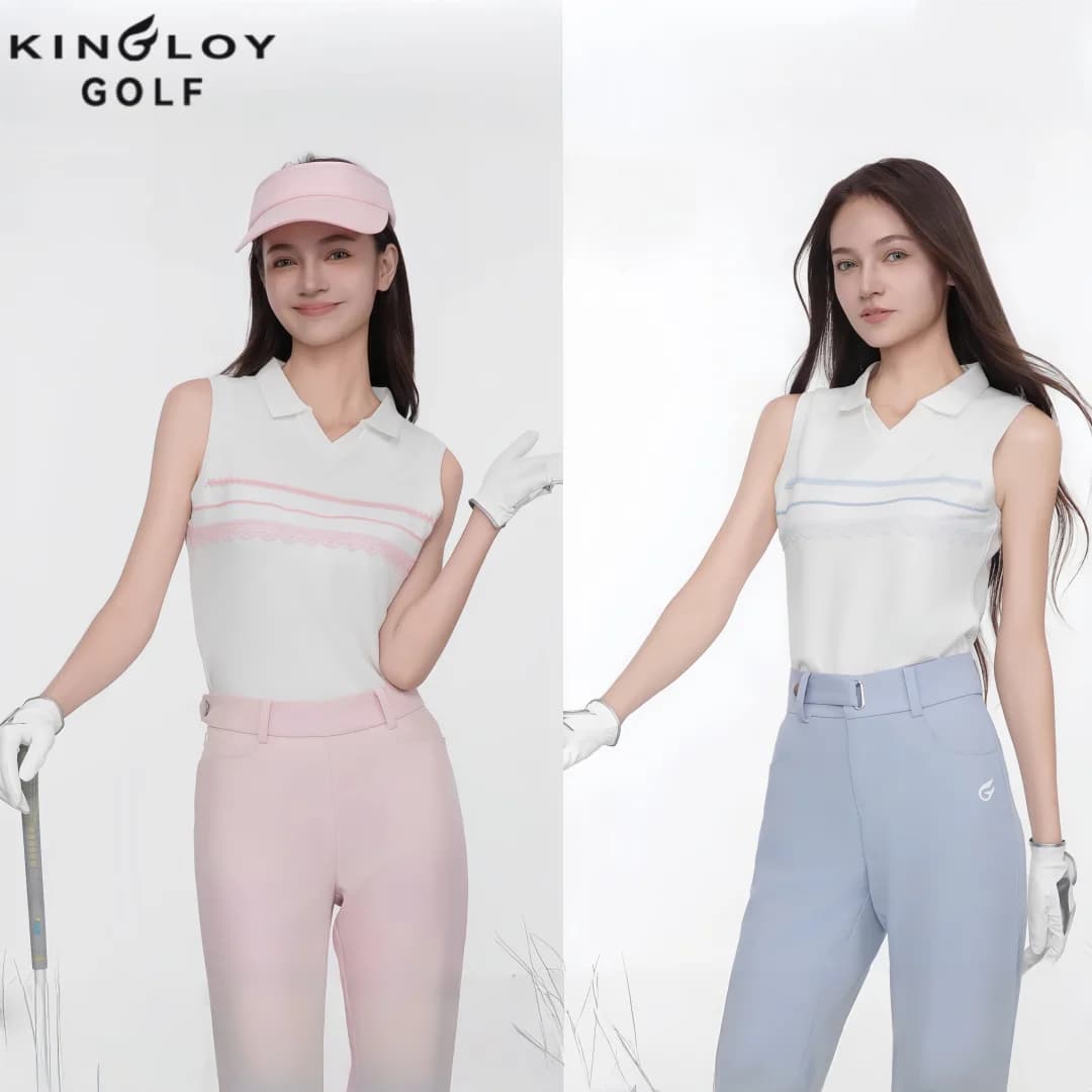 KINGLOY American vintage 25 estate golf senza maniche polo in pizzo moda estiva abbigliamento sportivo da donna