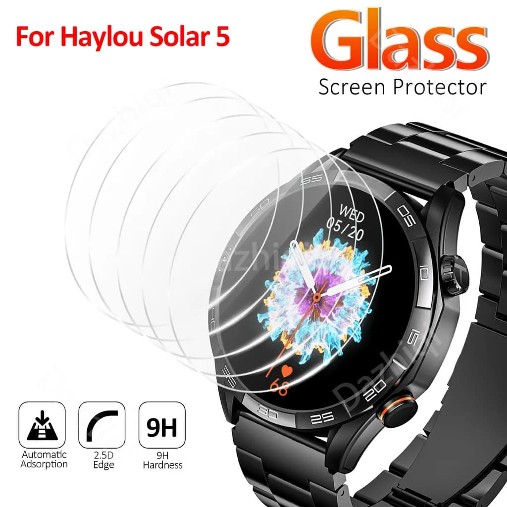 1-5PCS Vetro temperato trasparente HD per Haylou Solar 5 Solar5 Pellicola protettiva per schermo 9H Accessori in vetro protettivo antigraffio