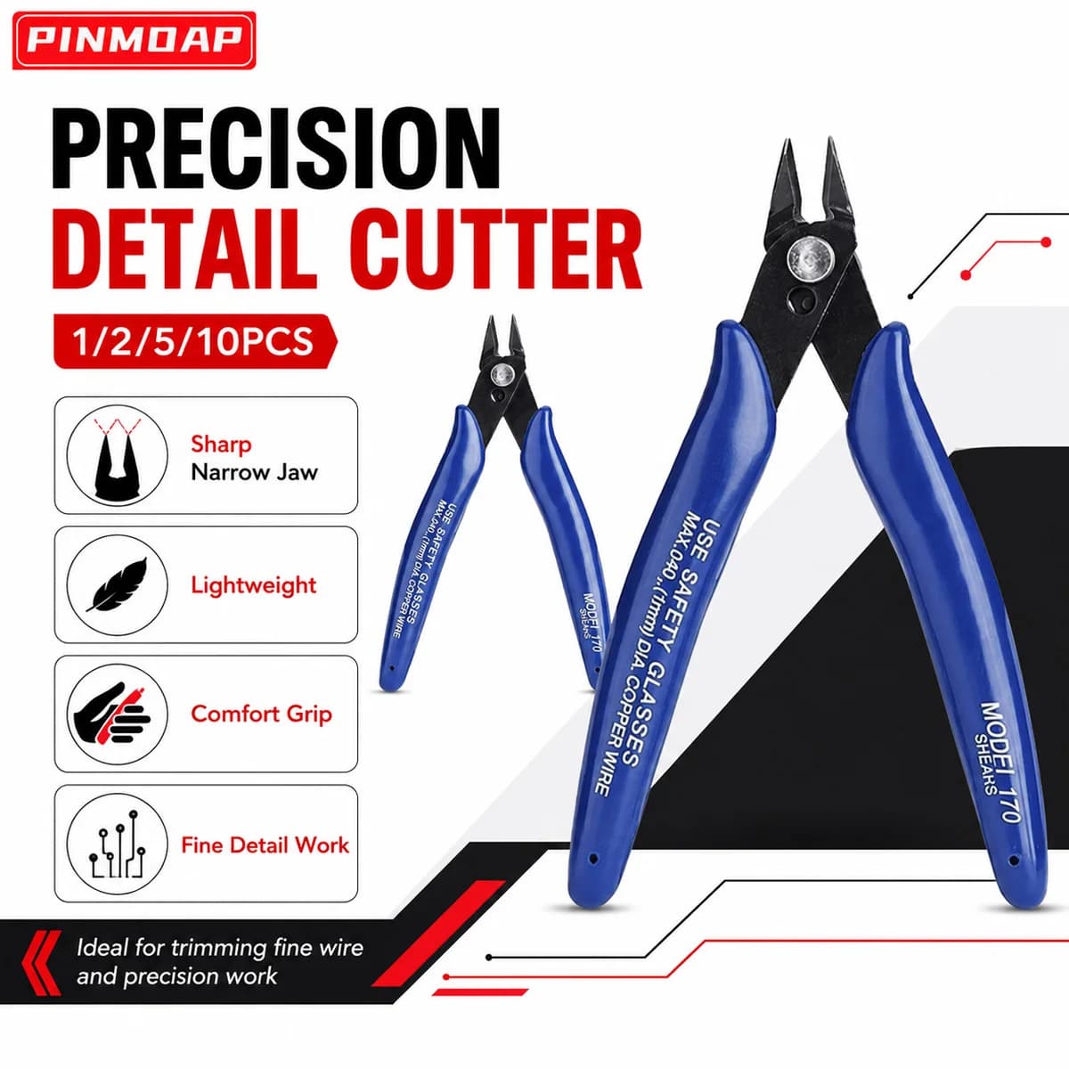 PINMOAP 170 Pliers Small Flat Cutting Pliers Copper Wire Jewelry Craft Cable Ties Precision Tools Wish Pliers 1/2/5/10PCS