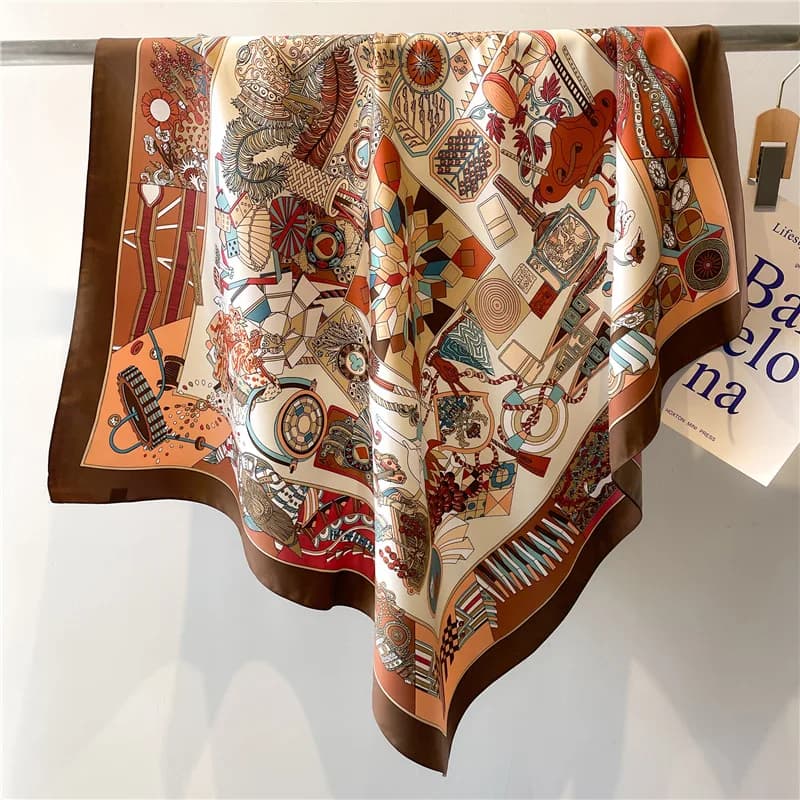 Nuova Sciarpa Quadrata in Seta Twill 2026 per Donna, Bandana Primavera Autunno, Hijab con Stampa Floreale, Accessorio Lusso per Capelli Femminili