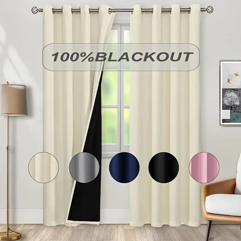 Tenda Oscurante 100% con Retro Nero, Multicolore, Isolante Termico per Camera da Letto, Soggiorno, Arredamento Casa