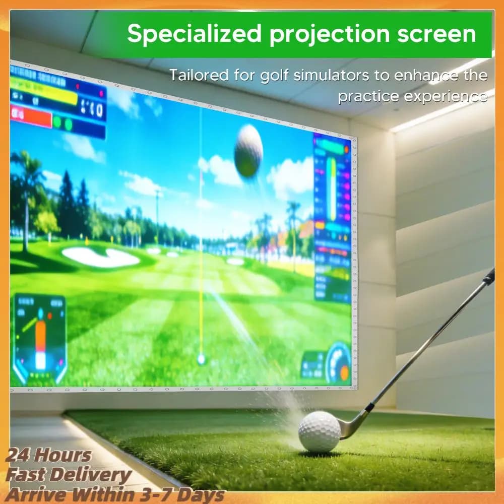 Schermo per Proiettore da 9.8x13ft con Fori per Grommet, Schermo per Simulatori di Golf per Allenamento Swing a Casa/Interno/Garage