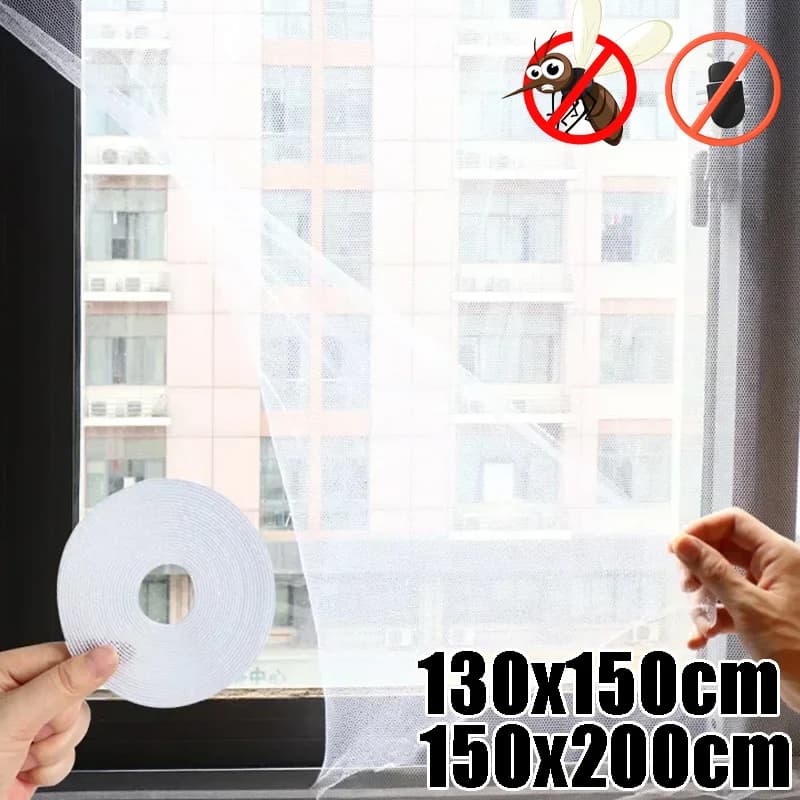 Zanzariera Autoadesiva in Velcro per Finestre, Rete in Poliestere Rinforzata e Traspirante, Design Invisibile per Porte, Anti-Insetti, Facile da Rimuovere