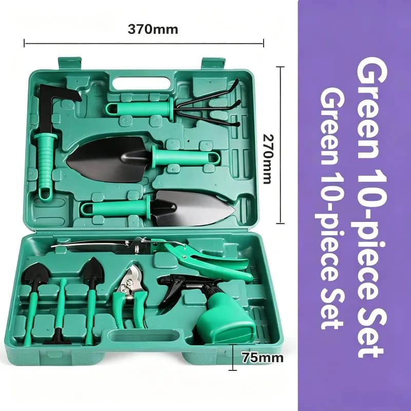 Set di attrezzi da giardinaggio in confezione regalo, cesoie da potatura, pala, rastrello, piccone, annaffiatoio, cassetta degli attrezzi da giardinaggio per la casa in dieci pezzi
