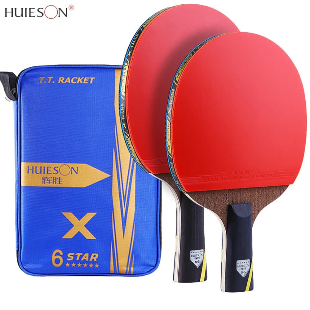 2PCS Original HUIESON 6 Star Carbon Table Tennis Racket Super Powerful Ping Pong Bat Professional Table Tennis Paddle