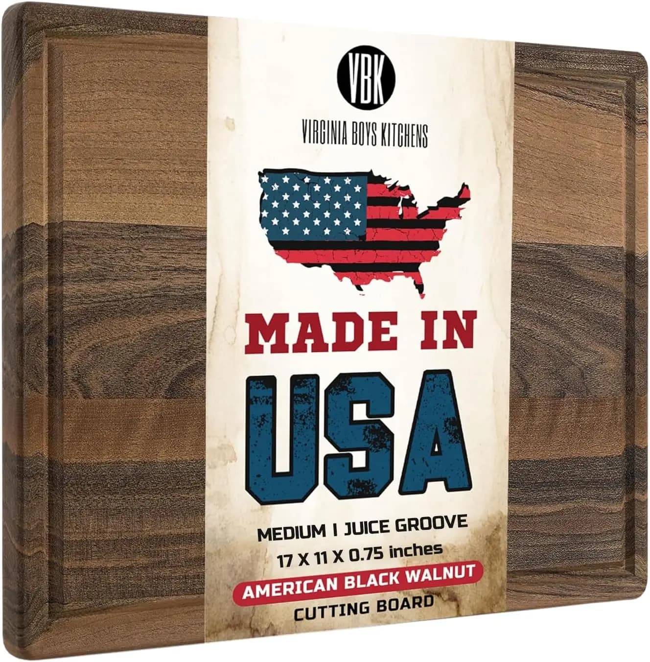 Sustainable Durum Wood Cutting Machine with Gather-Up Slot, Product in USA - 17x11 Butcher Block to Cut and Bone
