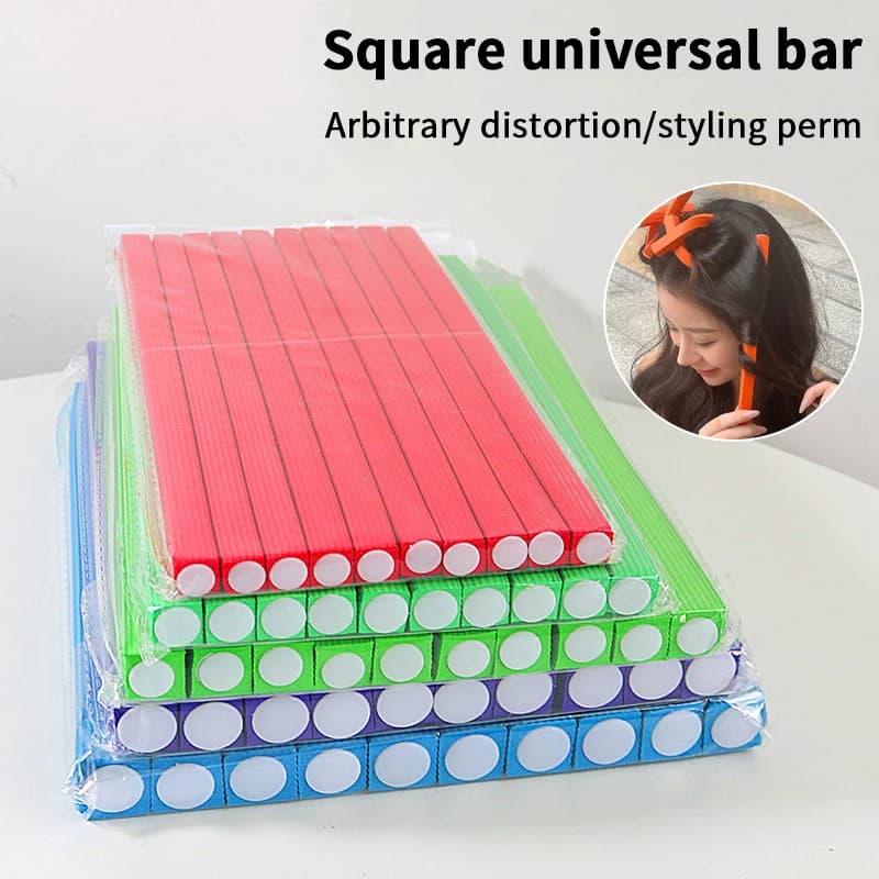 Set of 10 Flexible Bigodini Capelli Squares, in Soft Foam, for Soft Ricci and Without Heat, Tools for Styling Fai-da- ♪