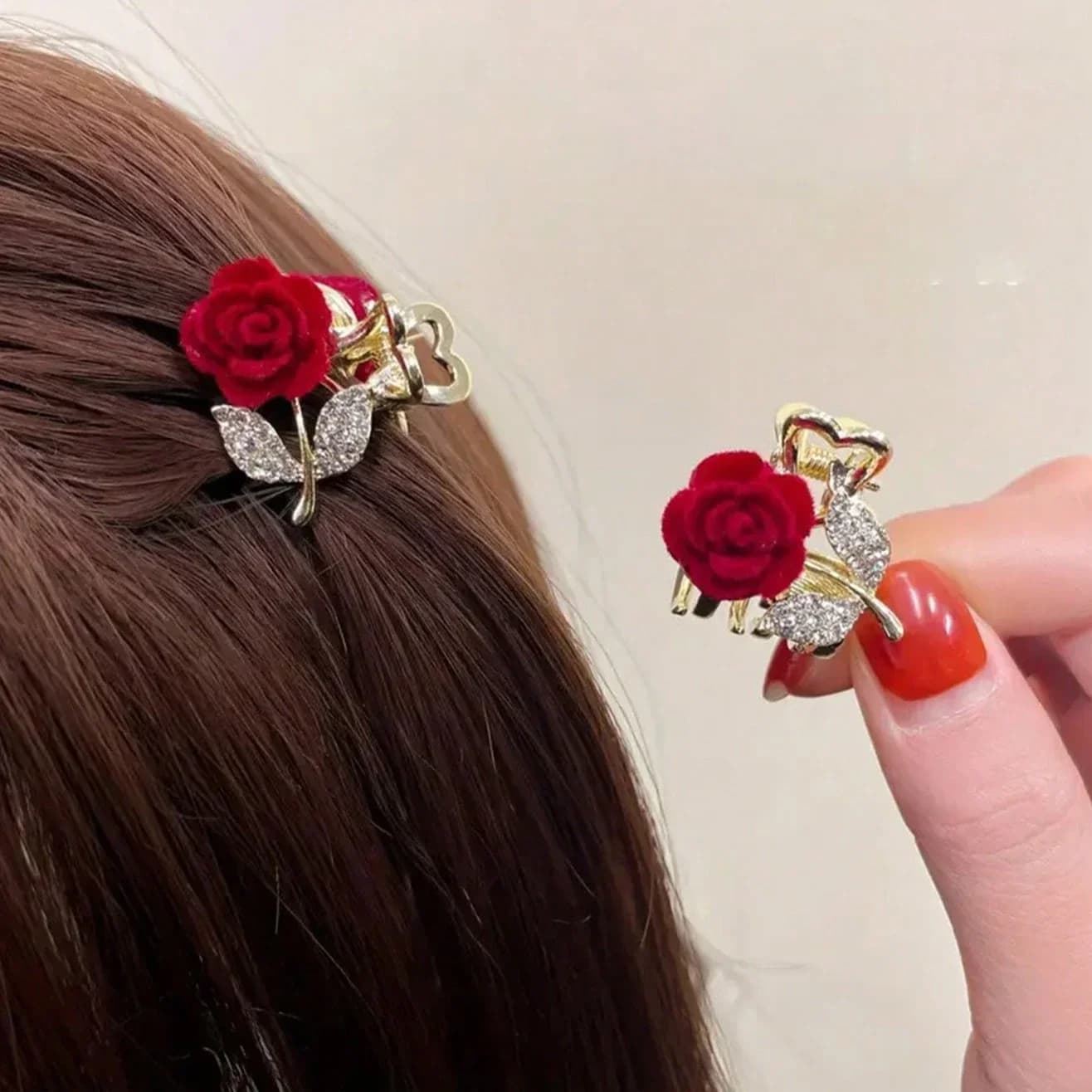2 fermagli per capelli romantici con strass a forma di rosa per donna, regalo di San Valentino