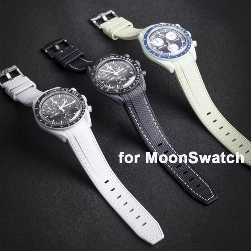 Silicone Rubber Strap for Omega X Swatch Joint MoonSwatch Wristband for dive with curved ends for Rolex Water Ghost 20mm strap