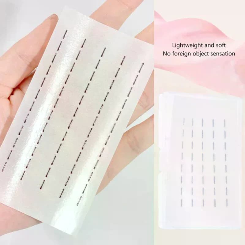 200 Pz/scatolaGlueless Ciglia Finte Strip Self-adhesive Line Waterproof Reusable Without Collar Striped Eyelashes Fin Eyelashes