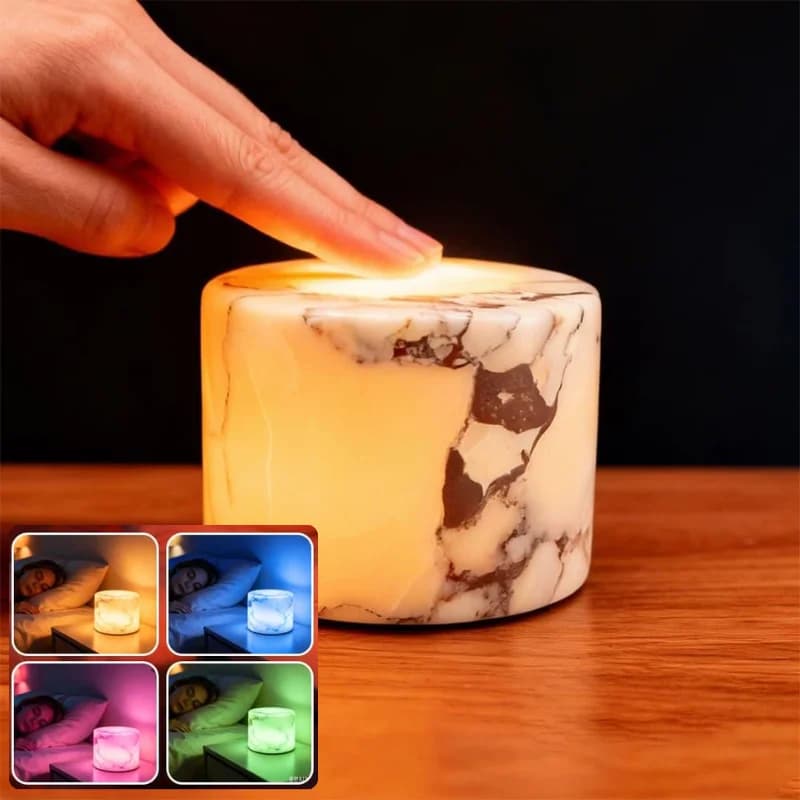 Multi Color Changing Marble LED Night Light Touch Control Dimmable Cylinder Desk Lamp Bedroom Aesthetic Decor Lighting luz 전등