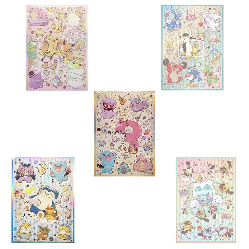 60Pcs/Set Anime Pokemon Game TCG OCG Accessory DIY Flash Card Sleeve Cute Party Series Team Rocket Pikachu Gengar Collection Toy