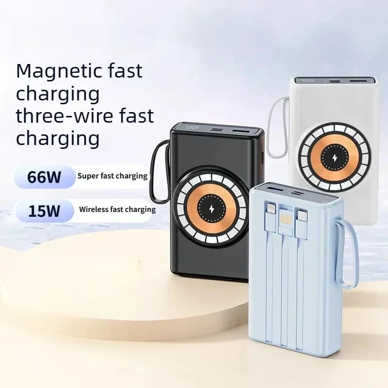Power Bank Portatile da 20000mAh per iPhone Huawei con Cavo Integrato Ricarica Rapida Compatibile con MagSafe