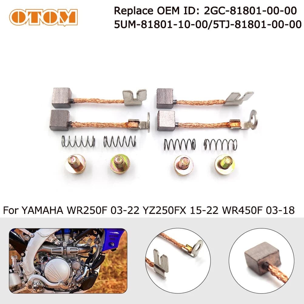 Set di Spazzole in Carbonio per Motorino di Avviamento Moto per YAMAHA YZ250F YZ450FX WR250F WR250FK WR450F, Accessori per Riparazione e Pulizia Terminali Cavi