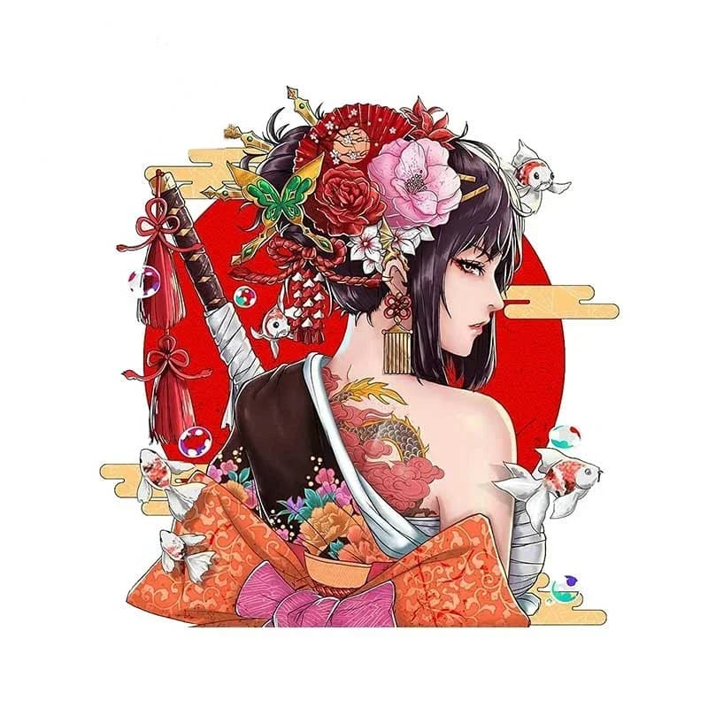 Car Sticker Japan Samurai Girl Stickers on external motorcycle parts PVC cover scratches personality decal decoration