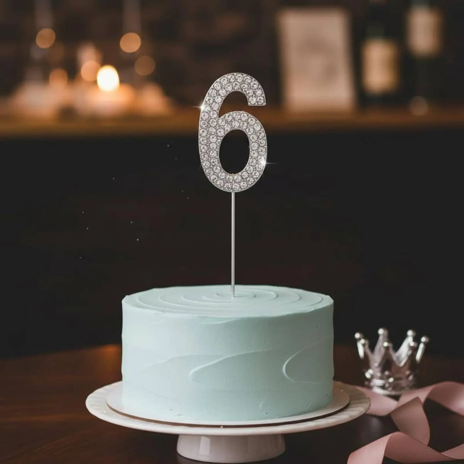 Decorazione per Torta a Forma di Corona in Cristallo, Corona Scintillante in Metallo, Tiara da Regina Riutilizzabile e Durevole per Adolescenti, Eventi Anniversari
