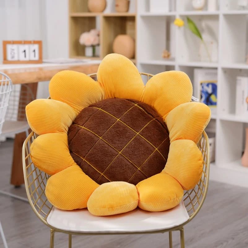 Cuscino da tiro girasole, cuscini a forma di fiore Cuscino da pavimento Cuscino da seduta, Cuscino da seduta, Decorazione della stanza carina e Cuscino in peluche per letto