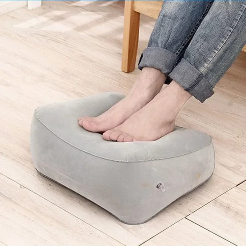 Poggiapiedi Cuscini d'aria Tappetino portatile Tappetino Poggiapiedi Cuscino Casa Cuscino per sollievo del piede all'aperto PVC Grigio Treno Volo Viaggio Gonfiabile