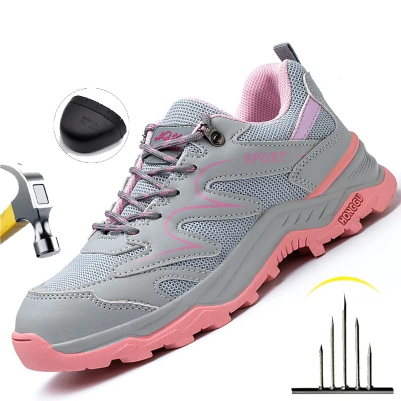 Scarpe da Lavoro da Donna con Punta in Acciaio, Leggere, Antiurto, Antiperforazione, Traspiranti, Scarpe da Trekking, Scarpe Casual da Passeggio