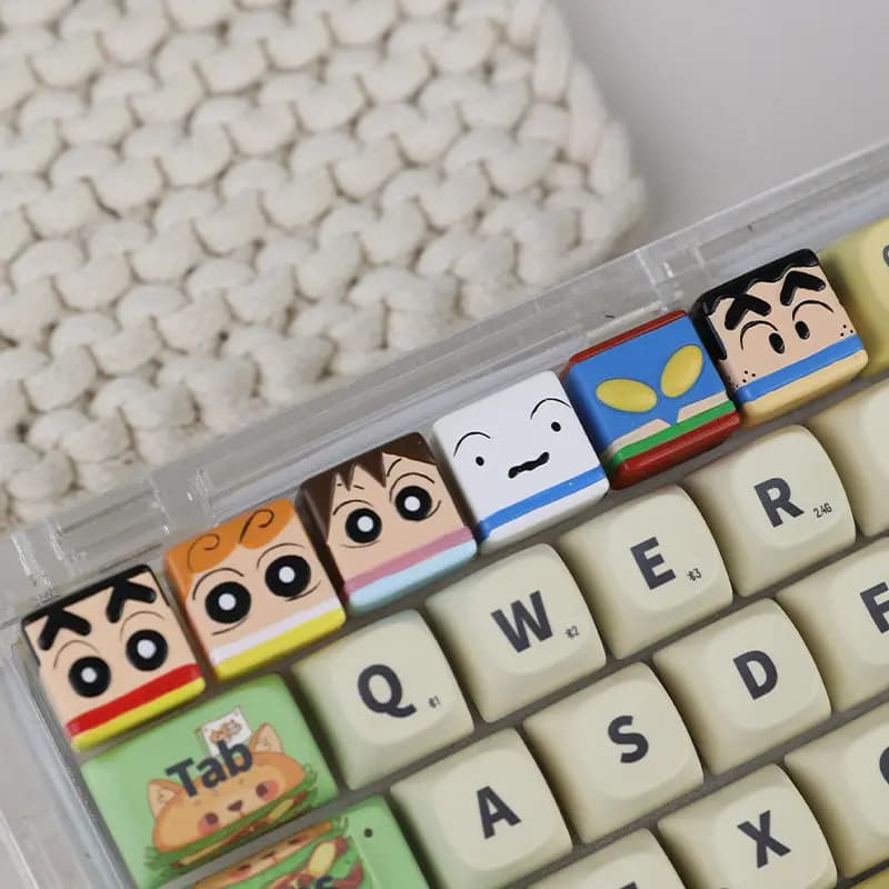 Set di 6 Tasti Meccanici Personalizzati a Tema Cartoon Shinnosuke, Keycaps per Tastiera Meccanica PC, Regalo Giocattolo