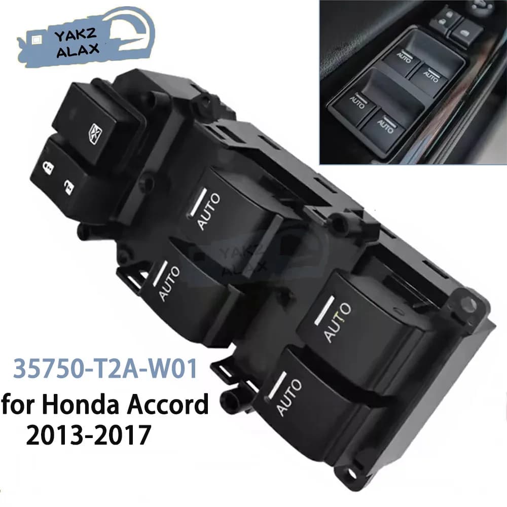 Interruttore di comando alzacristallo elettrico per auto 35750-T2A-W01 per Honda Accord 2013 2014 2015 2016 2017 Pulsante sollevatore di vetro Pezzi di ricambio
