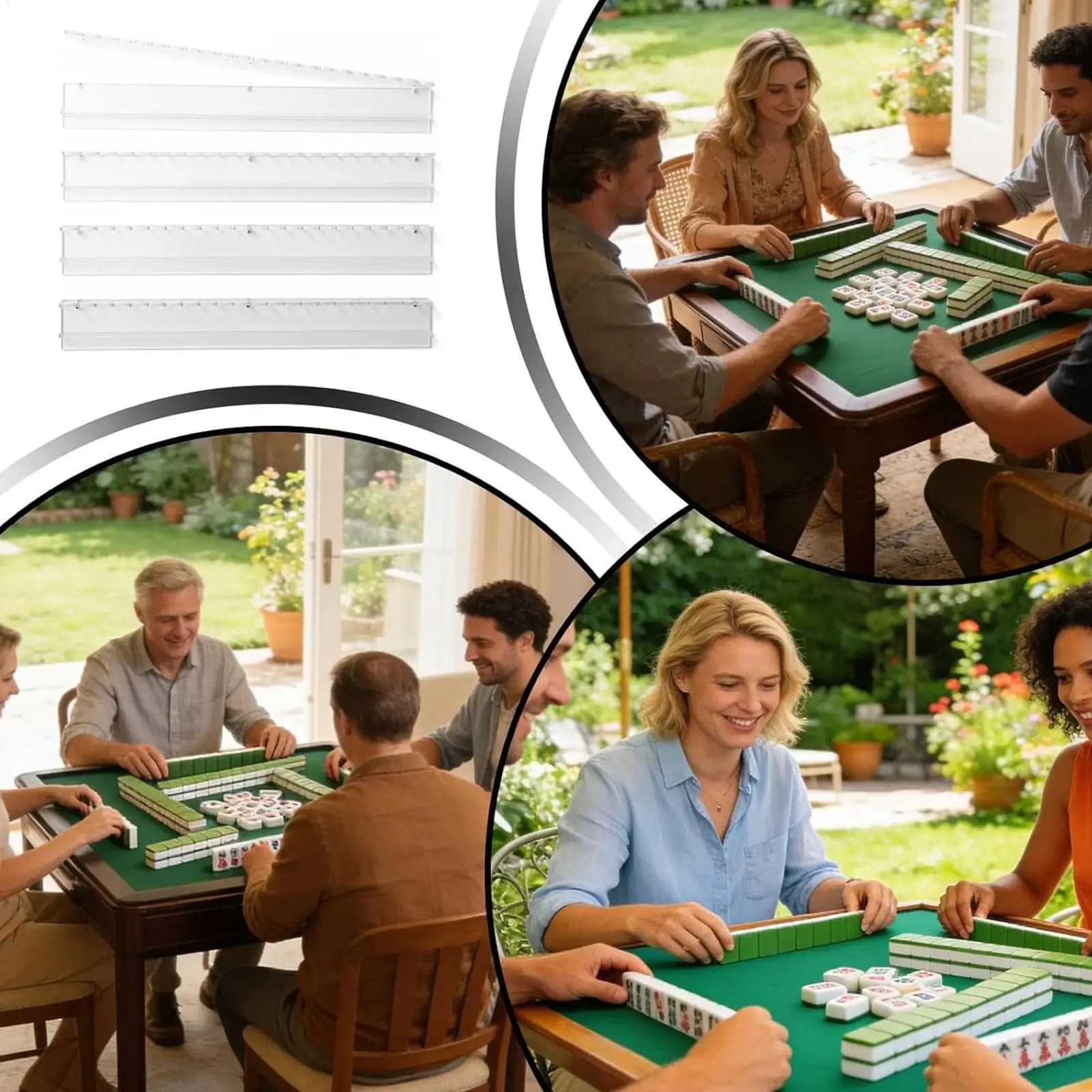 Supporti e spintori magnetici per tessere Mahjong, 20 pollici, 4 pezzi, in acrilico trasparente, per feste tra amici, competizioni, casa