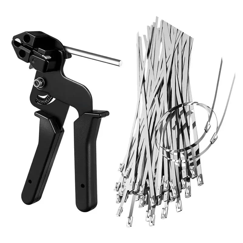 【PARTY DAY】Metal Zip Ties Plier Stainless Steel Self-Locking Fastening Strap With 100Pcs Cable Tie Automatic Cutting Tool
