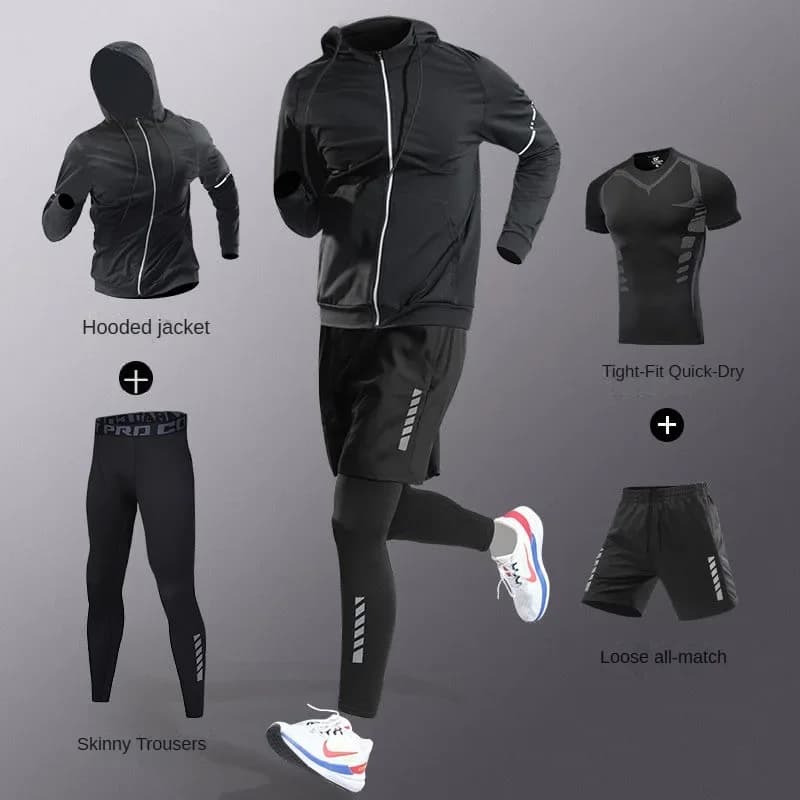 3-7 pezzi da uomo in fibra di ghiaccio ad asciugatura rapida da corsa fitness set completo/costume tuta per maratona, allenamento ciclismo, jogging, palestra, pantaloni della tuta