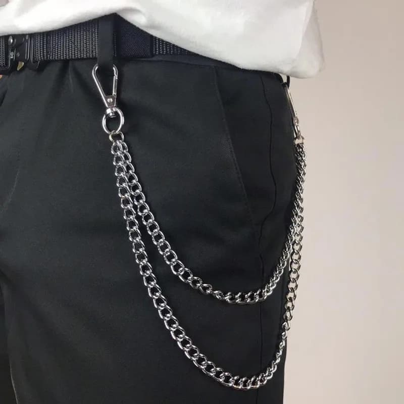 Nuova Catena per Pantaloni a Doppio Strato Stile Punk Hip-Hop, Catena da Vita Alla Moda per Uomo, Accessorio Trendy Europeo e Americano per Jeans