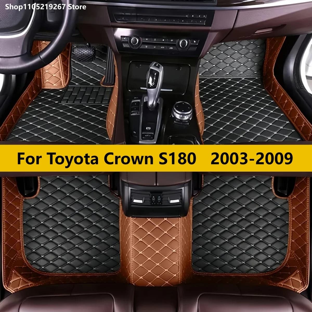 Tappetini per Auto Toyota Crown S180 2003-2009, Set Completo Anteriore e Posteriore in Pelle, Tappeti per Piedi