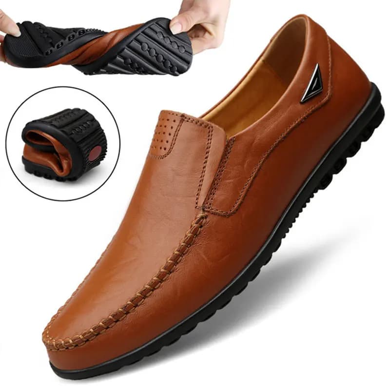 Scarpe casual da uomo in vera pelle marchio di lusso 2025 mocassini da uomo mocassini slip traspiranti su scarpe da guida nere taglie forti 37-47